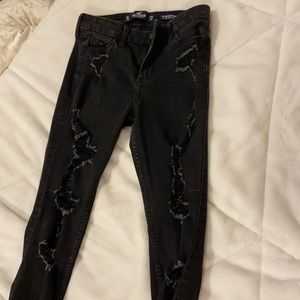 stretchy black ripped jean, hollister